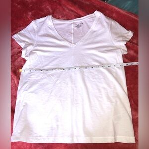 Max Studio Crisp White V-Neck Tee w/Cuffed Sleeves